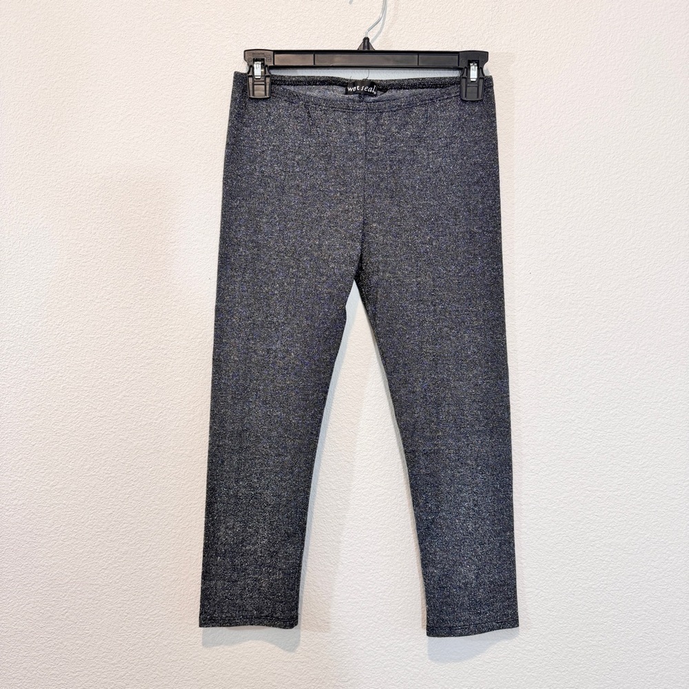 Wet Seal Y2K Metallic Knit Leggings Pull On Stretch Slim Club Kid Party Pants 2K